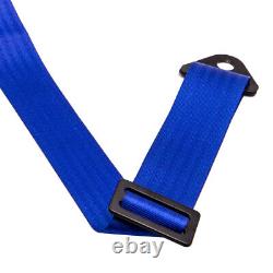 Pair Universal 4 Point 2 Safety Harness Blue Racing Seat Belt Mounting