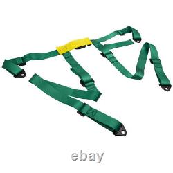 Pair Universal 4 Point Buckle Racing Seat Belt Safety Harness with Buckle Green