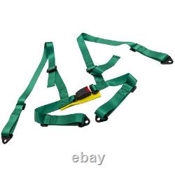 Pair Universal 4 Point Buckle Racing Seat Belt Safety Harness with Buckle Green