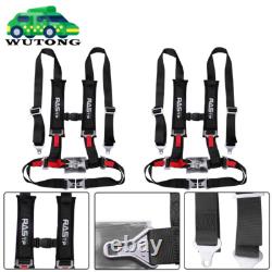 Pair of BLACK 2 4 Point Buckle Harness Racing Seat Belts Shoulder Strap ATV UTV