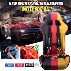 Pair of BLACK 2 4 Point Buckle Harness Racing Seat Belts Shoulder Strap ATV UTV