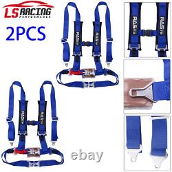 Pair of Blue 2 4 Point Harness Racing Seat Belts Shoulder Strap ATV UTV