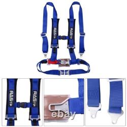 Pair of Blue 2 4 Point Harness Racing Seat Belts Shoulder Strap ATV UTV