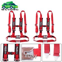 Pair of Red 2 4 Point Buckle Harness Racing Seat Belts Shoulder Straps ATV UTV