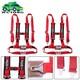 Pair of Red 2 4 Point Buckle Harness Racing Seat Belts Shoulder Straps ATV UTV