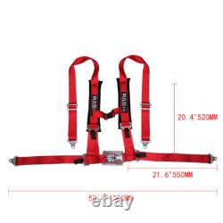 Pair of Red 2 4 Point Buckle Harness Racing Seat Belts Shoulder Straps ATV UTV