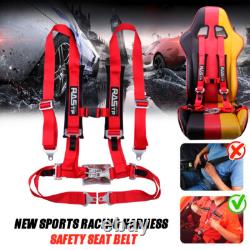 Pair of Red 2 4 Point Buckle Harness Racing Seat Belts Shoulder Straps ATV UTV