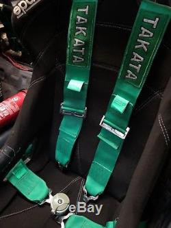 Pair of TAKATA Racing Seat belt Harness 4 point 3 Clip in Drift Track JDM