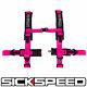 Pink 4 Point 2 Nylon Racing Harness Shoulder Pad Safety Seat Belt Buckle