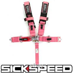 Pink 5 Point Sfi Approved Racing Harness Shoulder Pad Safety Seat Belt Buckle