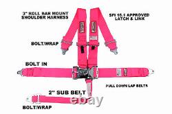 Pink Safety Harness Racing 5 Point Sfi 16.1 Latch & Link 3 Racing Seat Belt