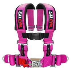 Pink Universal 4 Point Race Track Harness 3 Padded Safety Seat Belt Restraint