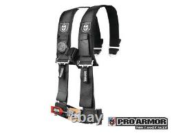 Pro Armor 3 4pt Harness Seat Belt withSewn Pads Black Polaris Can-Am Kawasaki All