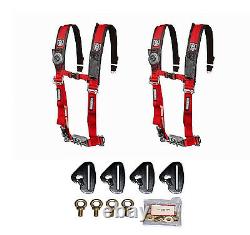 Pro Armor 4 Point 2 Padded Seat Belts Pair Harness Mount Red Maverick X3 2017+