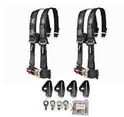 Pro Armor 4 Point 3 Padded Seat Belt Harness Pair Mount Kit Black Maverick X3