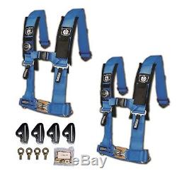 Pro Armor 4 Point 3 Padded Seat Belt Harness Pair Mount Kit Blue Maverick X3