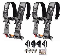 Pro Armor 4 Point 3 Padded Seat Belt Harness Pair Mount Kit Silver Maverick X3