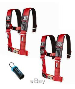 Pro Armor 4 Point 3 Seat Belt Harness PAIR BYPASS RED Commander / Maverick