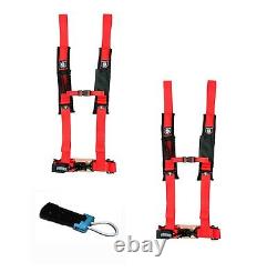 Pro Armor Red 4 Point 2 Inch Harness Pair Seat Belt Bypass Can-am Maverick X3