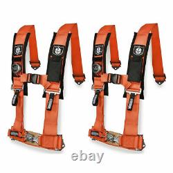 Pro Armor Seat Belt Safety Harness 4Point 2 Padded RZR Rhino Can Am ORANGE PAIR
