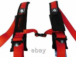 Pro Armor Seat Belt Safety Harness 4 Point 2 Padded RZR Rhino Can Am (Red) PAIR
