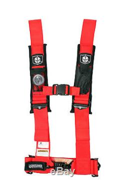 Pro Armor Seat Belt Safety Harness 4 Point 3 Padded RZR Rhino Can Am Red