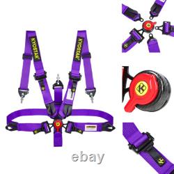 Purple Durable & Universal 5pt Carbon Fiber Quick Release Safety Seat Belt New