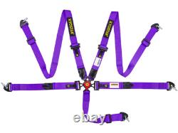 Purple Durable & Universal 5pt Carbon Fiber Quick Release Safety Seat Belt New