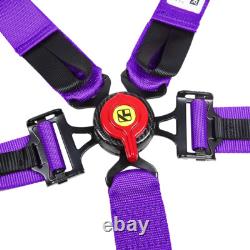 Purple Durable & Universal 5pt Carbon Fiber Quick Release Safety Seat Belt New
