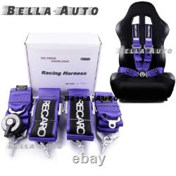 Purple RECARO 4 Point 3 Racing Seat Belt Quick Release Seatbelt Snap-On Harness
