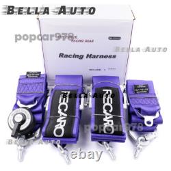 Purple RECARO 4 Point 3 Racing Seat Belt Quick Release Seatbelt Snap-On Harness