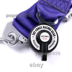 Purple RECARO 4 Point 3 Racing Seat Belt Quick Release Seatbelt Snap-On Harness