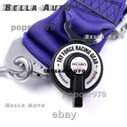 Purple RECARO 4 Point 3 Racing Seat Belt Quick Release Seatbelt Snap-On Harness