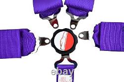 Purple Snap In Clip In 3 Race Harness Seat Belt Sfi 16.1 With Hans Cam Lock