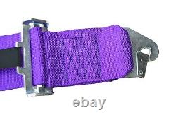Purple Snap In Clip In 3 Race Harness Seat Belt Sfi 16.1 With Hans Cam Lock