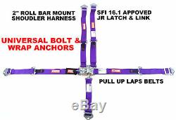 Quarter Midget Racing Harness Sfi 16.1 5 Point Latch & Link Seat Belt Purple