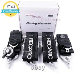 RECARO Black 4Pt 3 Racing Seat Belt Harness QR Snap-On for Track/Drift Safety