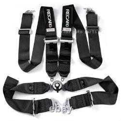 RECARO Black 4Pt 3 Racing Seat Belt Harness QR Snap-On for Track/Drift Safety