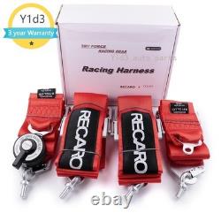 RECARO Red 4Pt 3 Racing Seat Belt Harness QR Snap-On for Track/Drift Safety