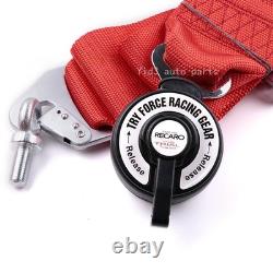 RECARO Red 4Pt 3 Racing Seat Belt Harness QR Snap-On for Track/Drift Safety