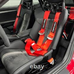 RECARO Red 4Pt 3 Racing Seat Belt Harness QR Snap-On for Track/Drift Safety