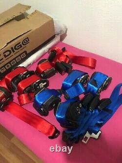 RED/BLUE/YELLOW Seat Belts Peugeot/Citroen AX 205 106 GTI rallye Saxo CUP VTS