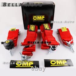 RED OMP 4 Point 3 Racing Seat Belt Quick Release Seatbelt Snap-On Harness