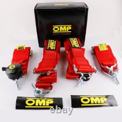 RED OMP 4 Point 3 Racing Seat Belt Quick Release Seatbelt Snap-On Harness
