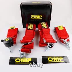 RED OMP 4 Point 3 Racing Seat Belt Quick Release Seatbelt Snap-On Harness