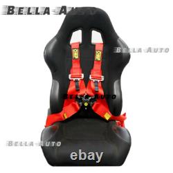 RED OMP 4 Point 3 Racing Seat Belt Quick Release Seatbelt Snap-On Harness