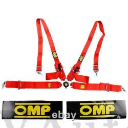 RED OMP 4 Point 3 Racing Seat Belt Quick Release Seatbelt Snap-On Harness