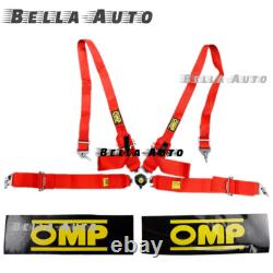 RED OMP 4 Point 3 Racing Seat Belt Quick Release Seatbelt Snap-On Harness