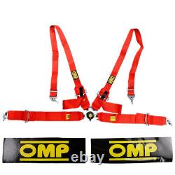 RED OMP 4 Point 3 Racing Seat Belt Quick Release Seatbelt Snap-On Harness