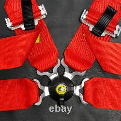 RED OMP 4 Point 3 Racing Seat Belt Quick Release Seatbelt Snap-On Harness